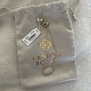 Kendra Scott Elaina Gold Adjustable Chain Bracelet in Iridescent Drusy